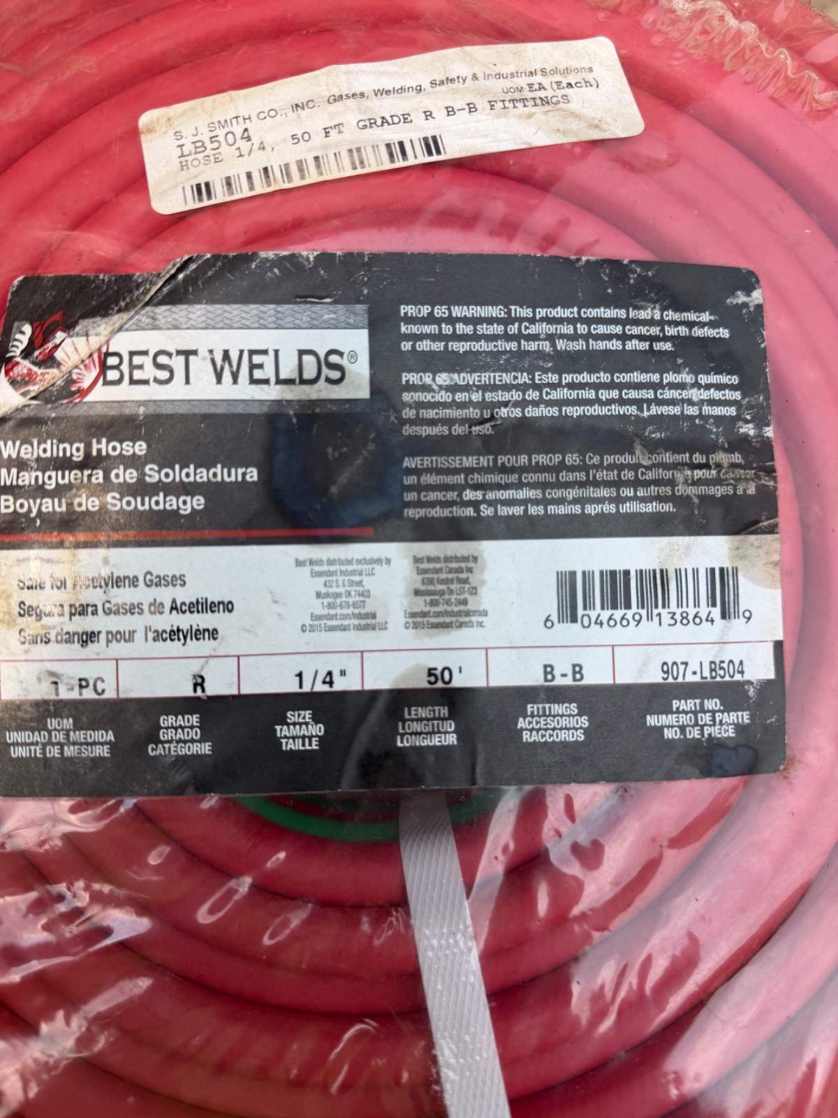 Best Welds OxygenAcetylene Welding Hose 50′ 1/4″ Grade R B-B Fittings