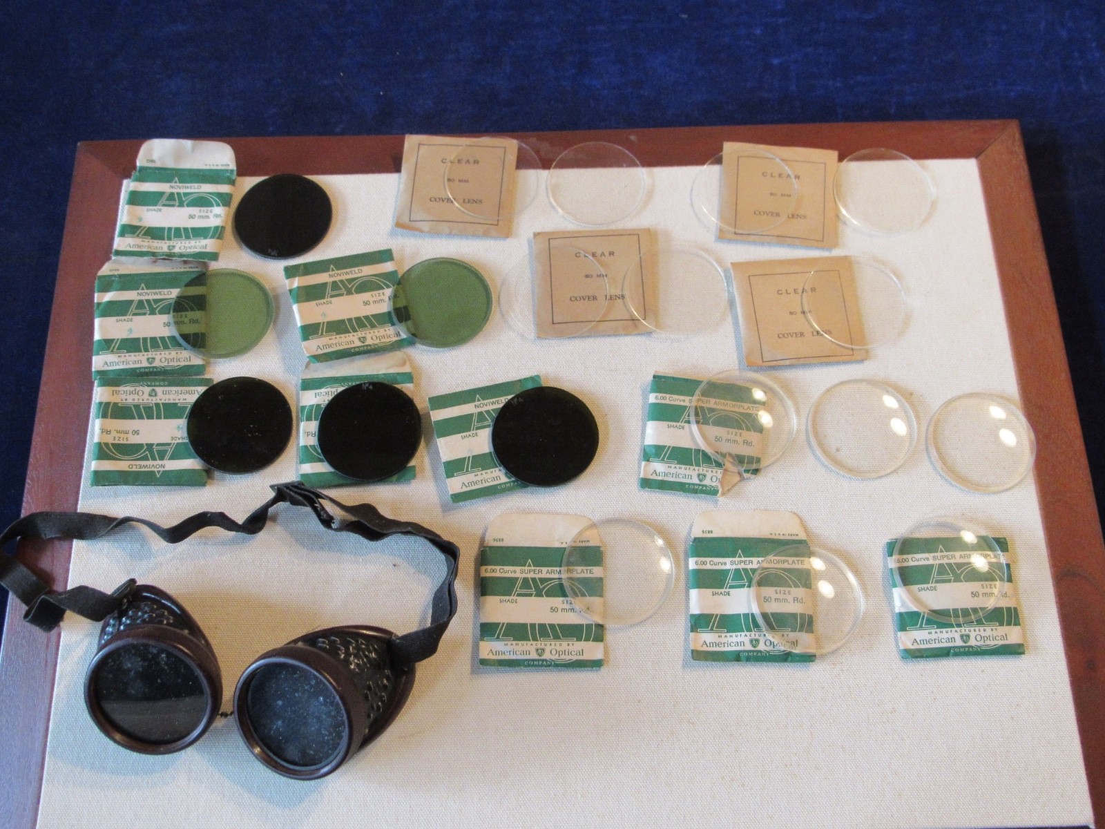 Vintage American Optical Duraweld Welding Goggles + 19 Extra lenses J5