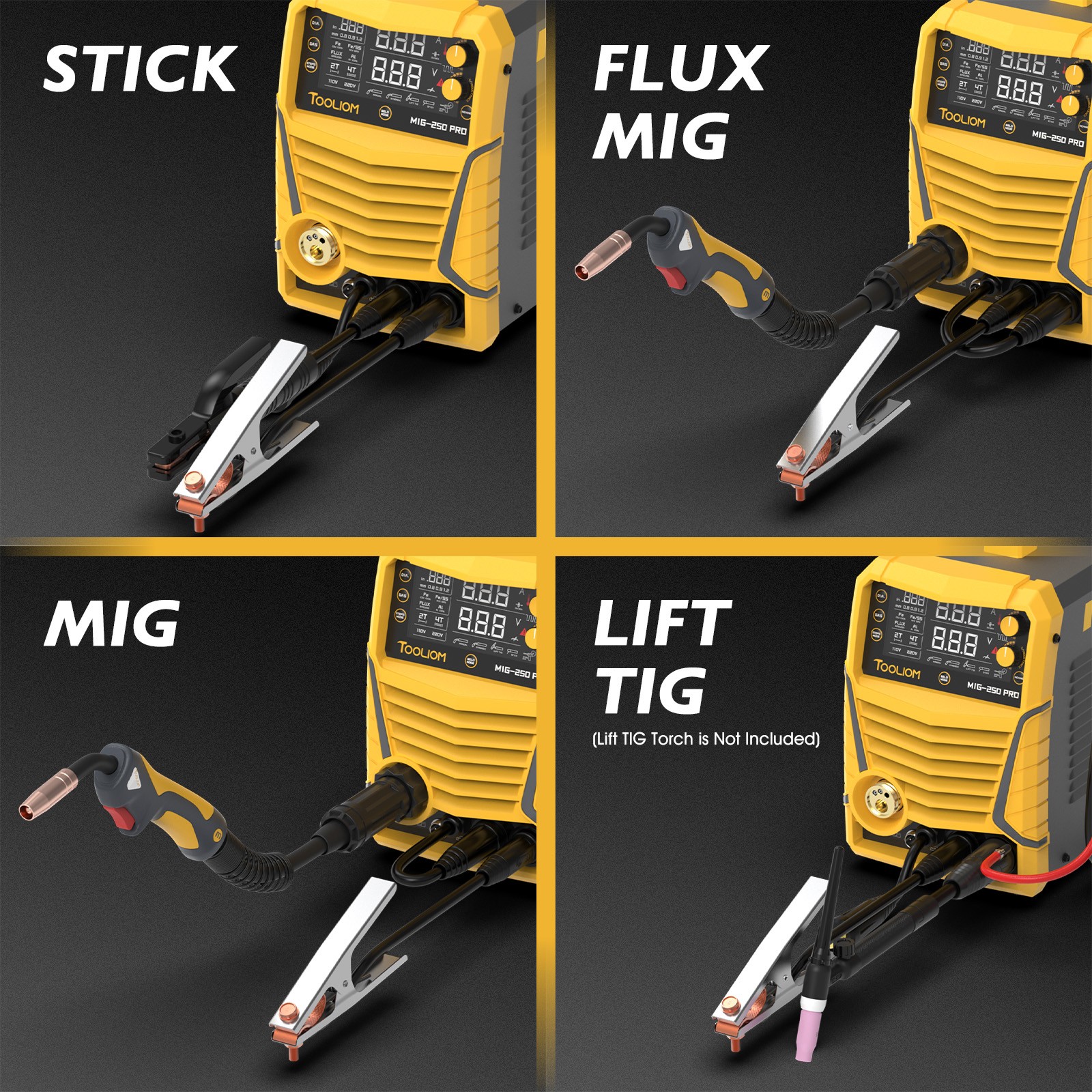 250A Aluminum MIG Welder with Pulse 110/220V 6 in 1 Pulsed MIG Gas Flux Stick