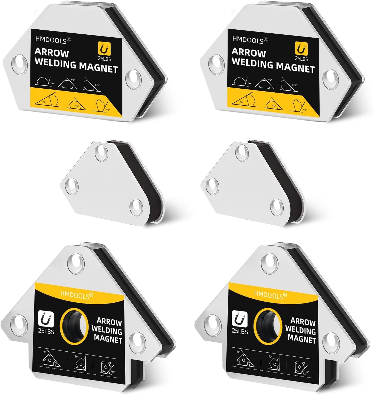 Welding Magnets Small Set,6 Pieces Welding Magnetic and Clamps Holder 25LB & 10L
