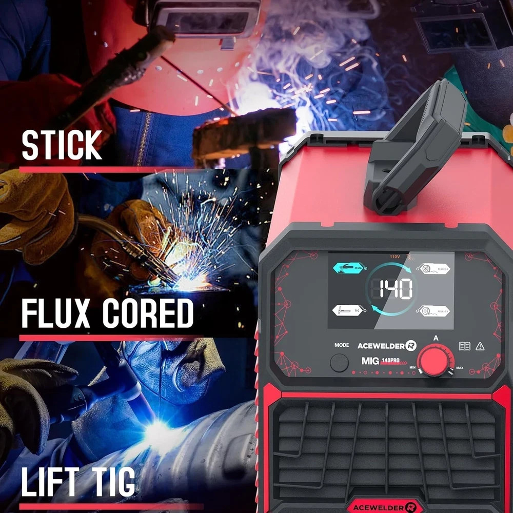 3 IN 1 Welder 140A Gasless Flux MIG/Lift Tig/Stick Welding Machine 110V Inverter