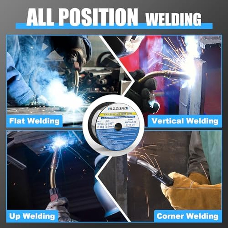130A MIG Welder & .035″ 2LBS Flux Core Mig Welding Wire, 110V Gasless MIG Weldin