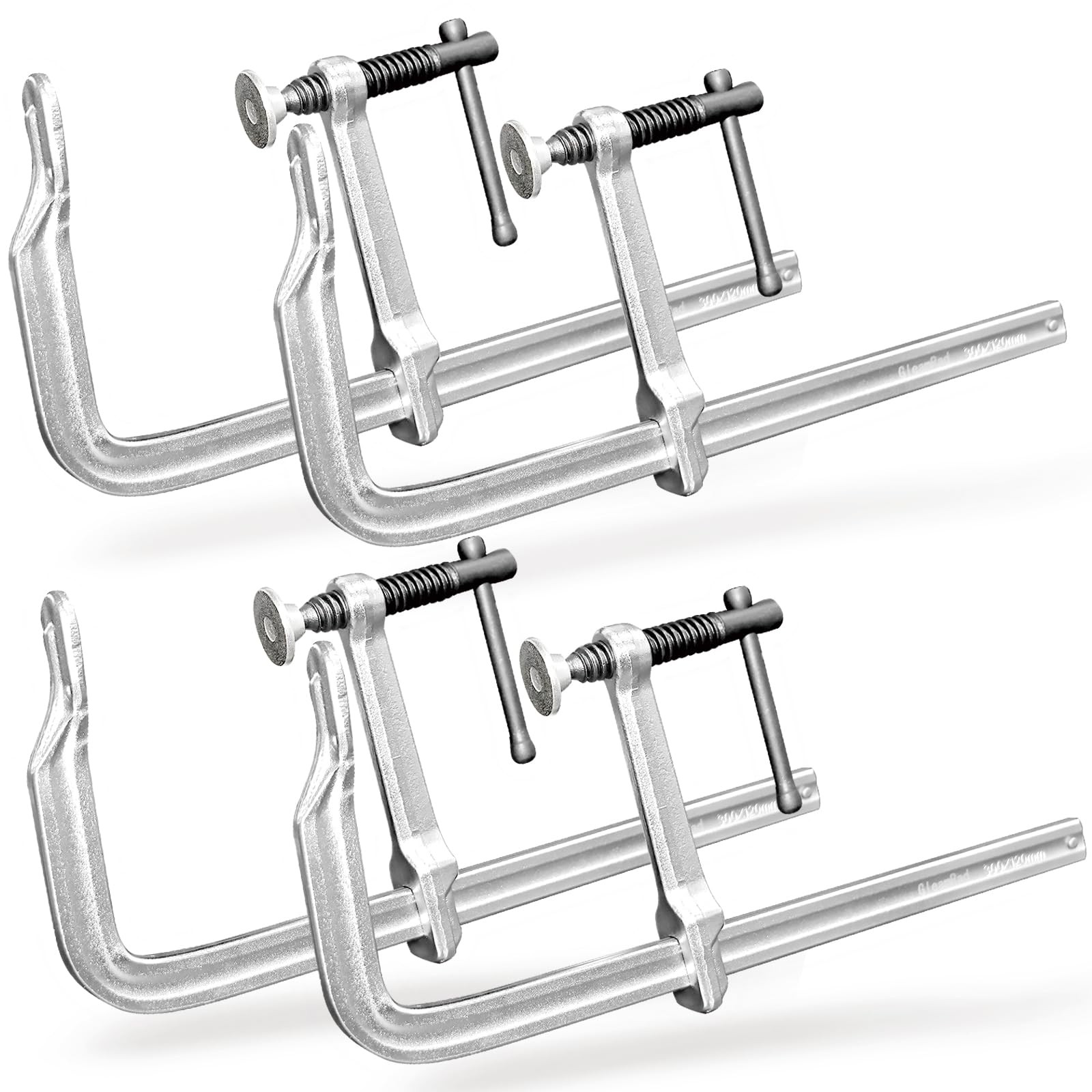 4-Pack 12-Inch Heavy-Duty F-Clamps for Welding, 12 Inch-4-3/4 Inch, Silver