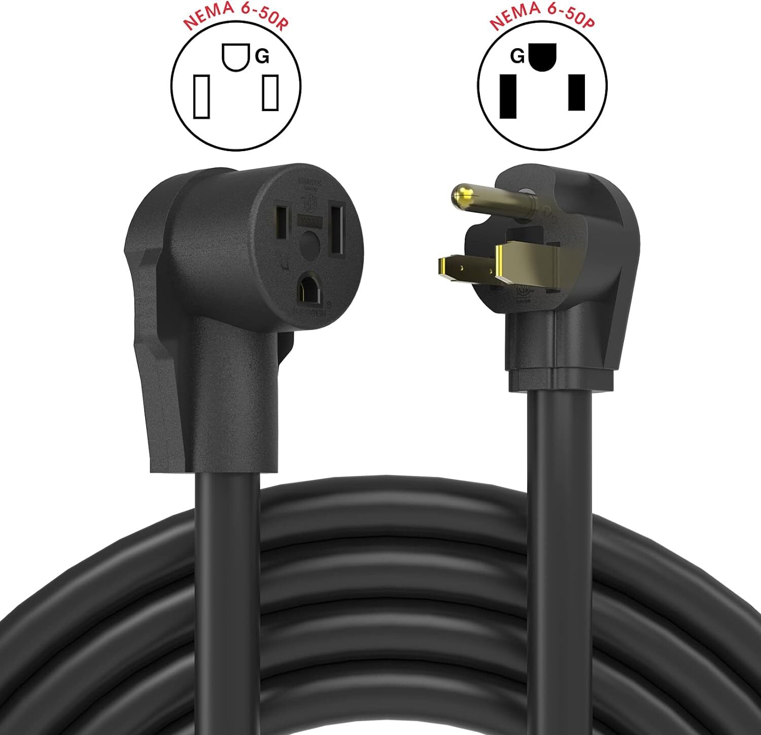 20ft 250 Volt Welder Extension Cord 10 AWG Power Extension, NEMA 6-50P to 6-50R