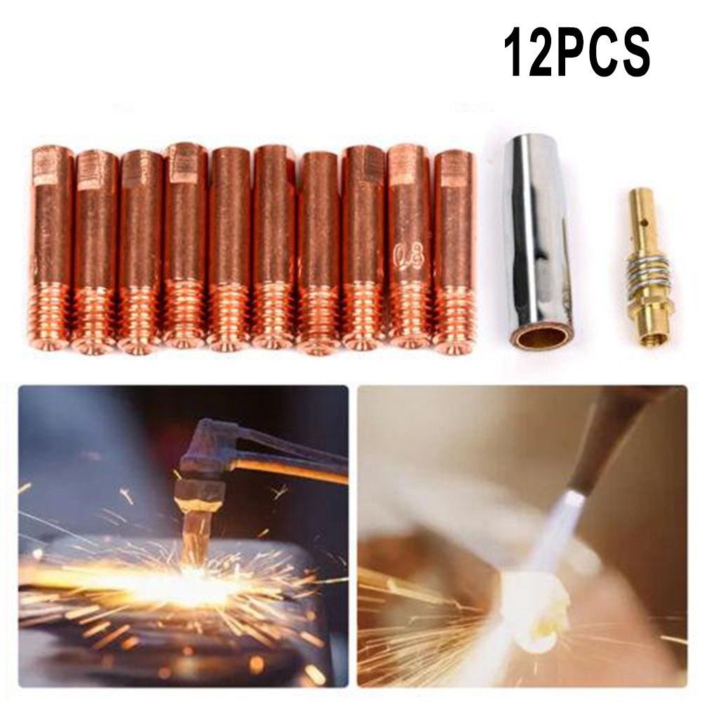 MIG Torch Welding Contact Tip 0.6/0.8/1.0mm 0.8 X 25mm 12 Pcs MB15 MIG