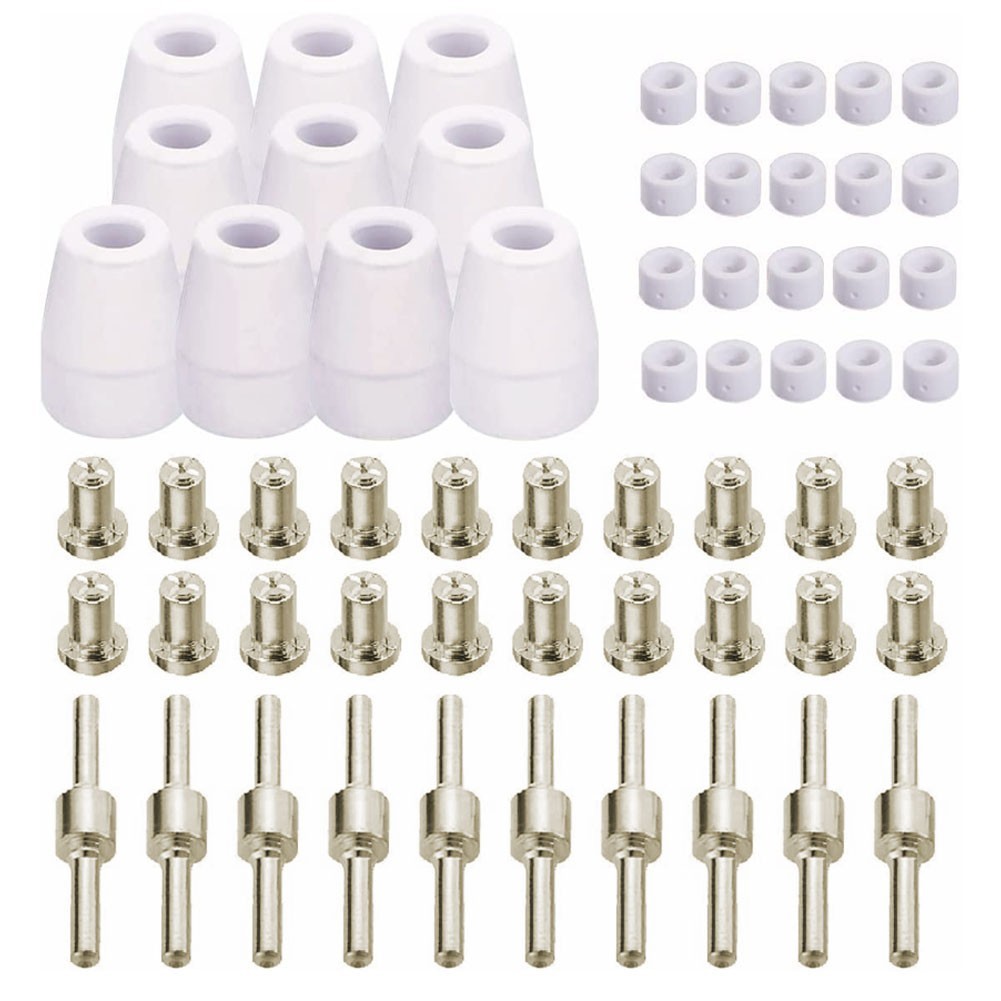 Plasma Cutter Torch Consumables Kit Replacement 10pcs Electrodes 20pcs Gas Rings