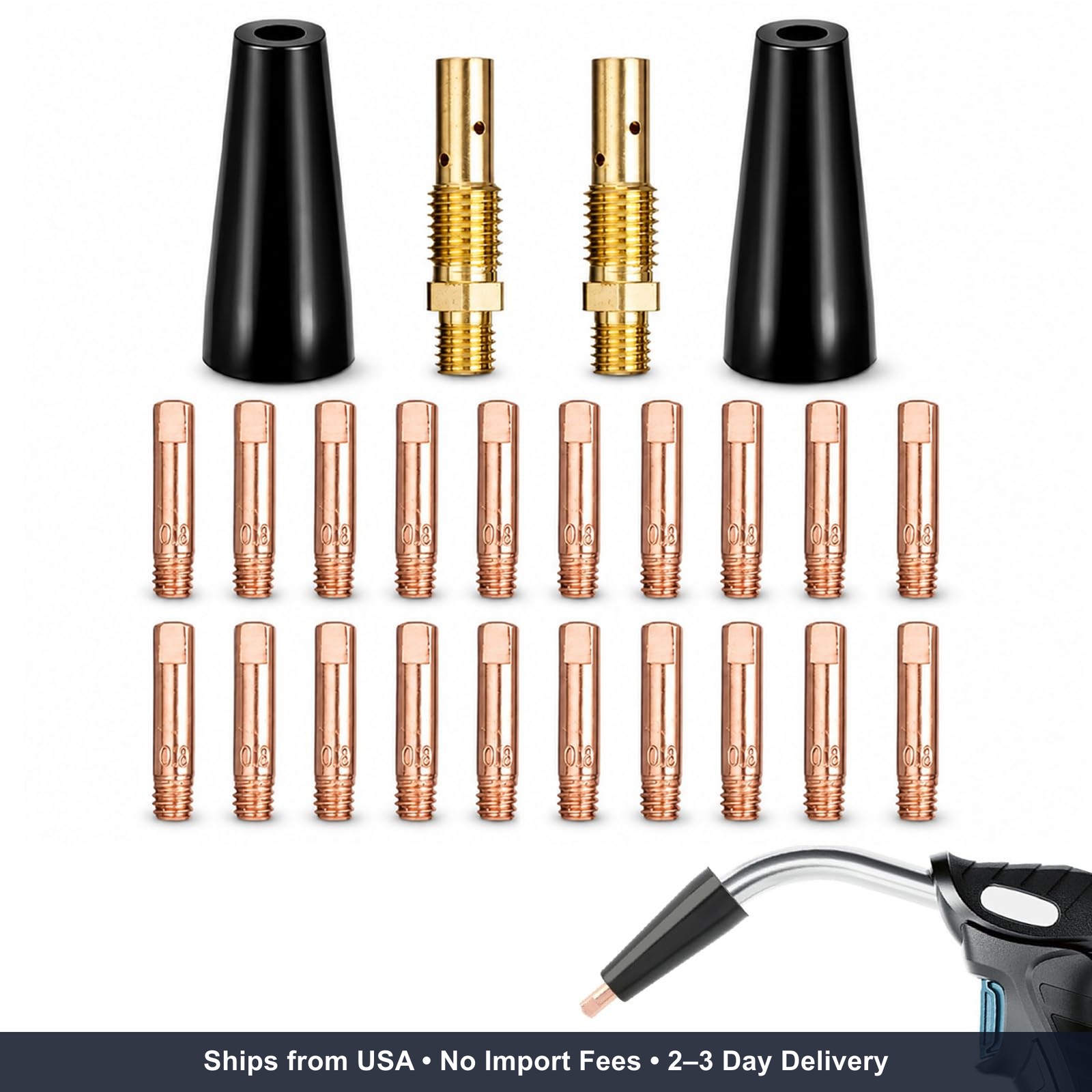 24PCS Flux Core Gasless Nozzles MIG Welding Tips .030″ Kit for Lincoln FC90 | En