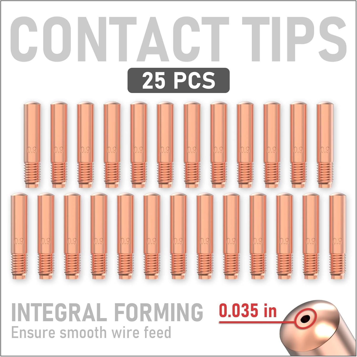 25-Pack 0.035″ MIG Welding Tips – Copper for Miller & Hobart Torches