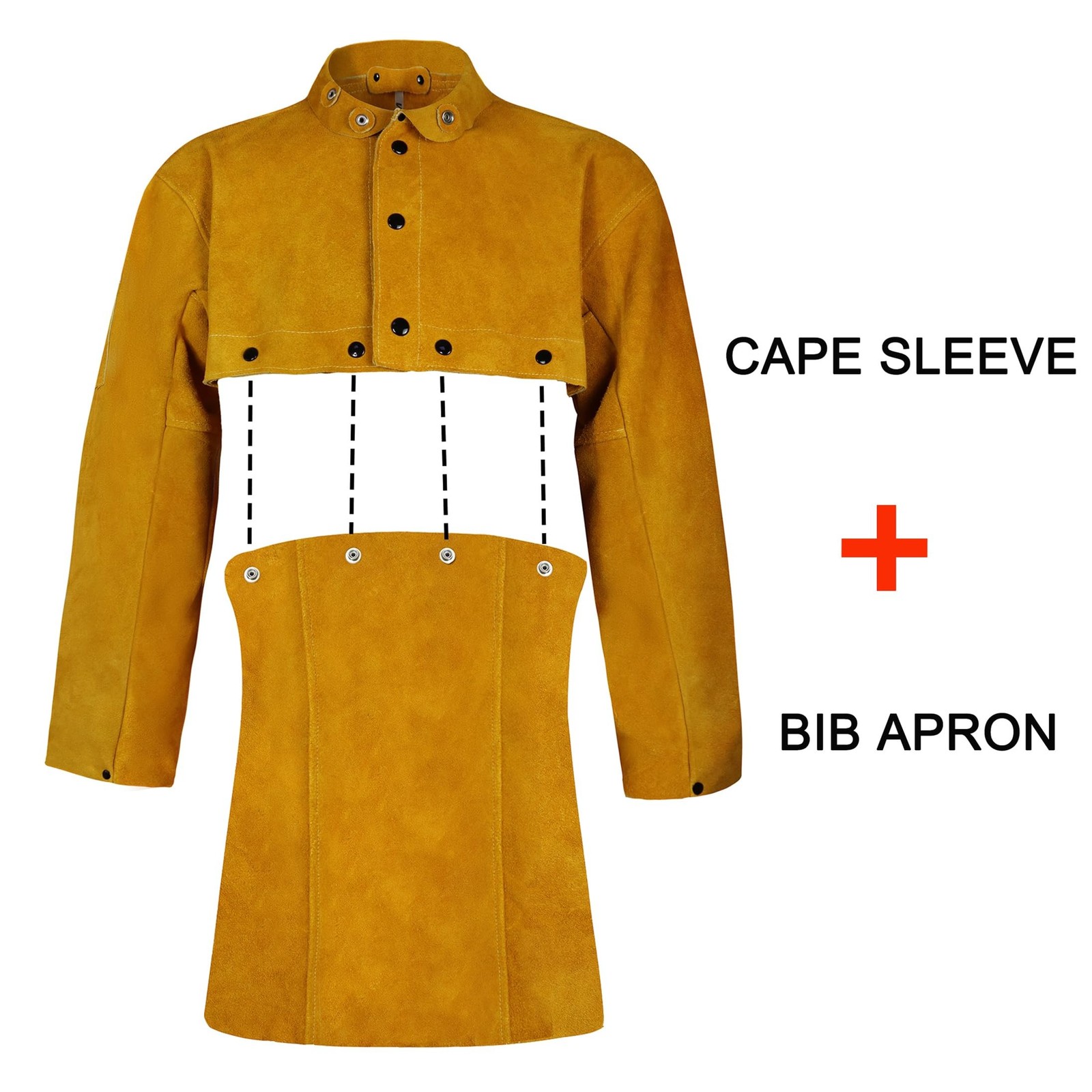Leather Welding Cape Sleeve Open Back Detachable Bib Apron | Heat Resistant,F…