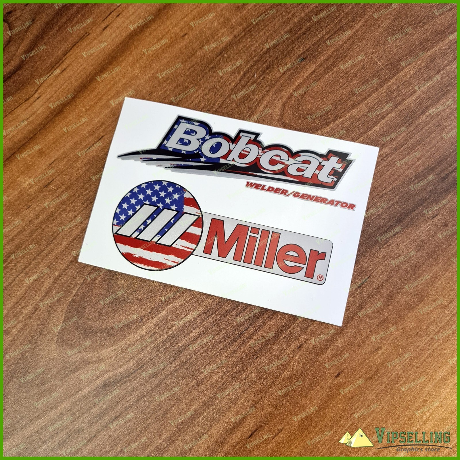 Patriotic USA Silver Miller Welder Generator Bobcat Laminated Decals Stickers
