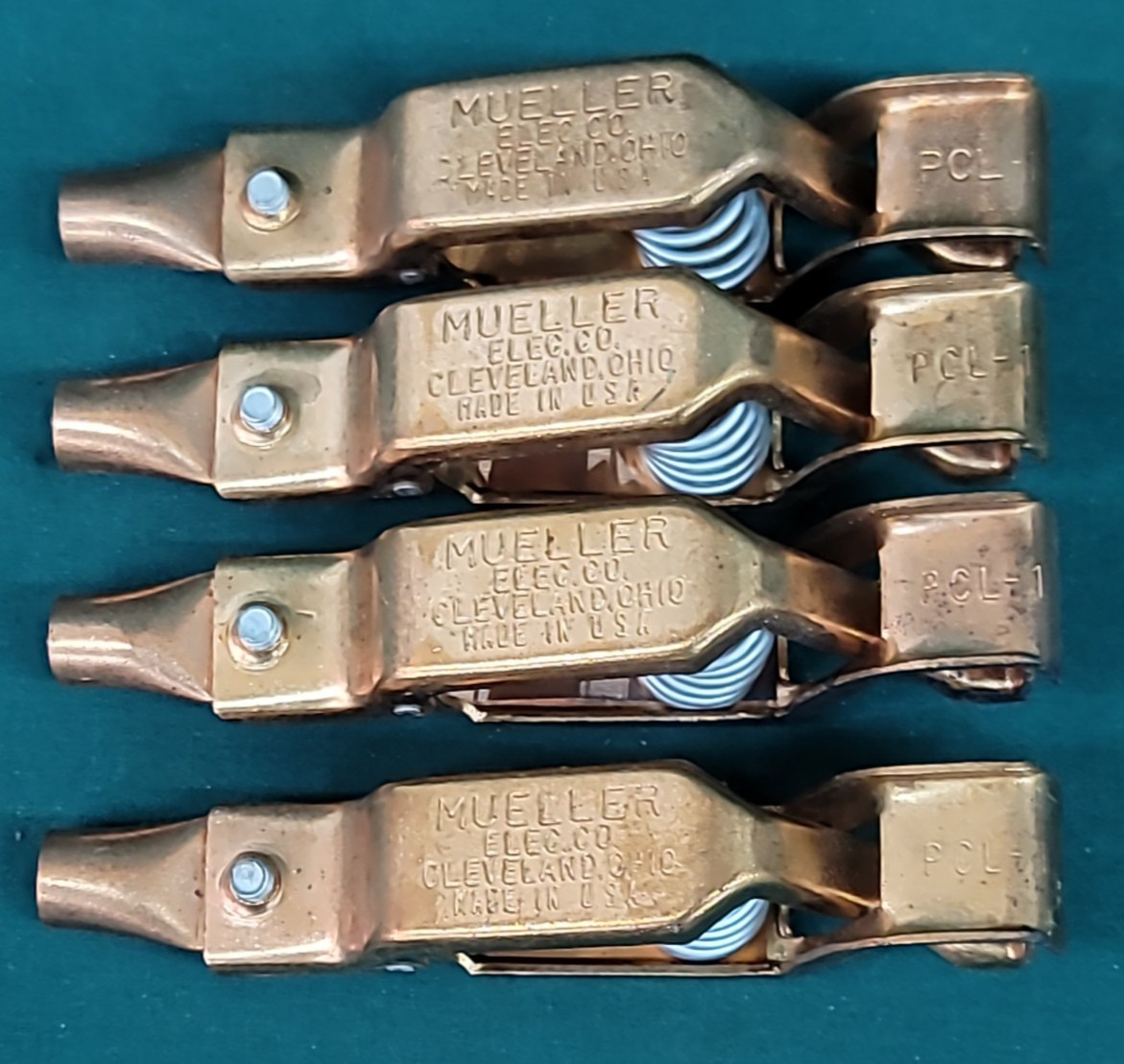 4 Mueller Electric No 21-C PCL-1 USA Made 100 Amp Clips New Old Stock!