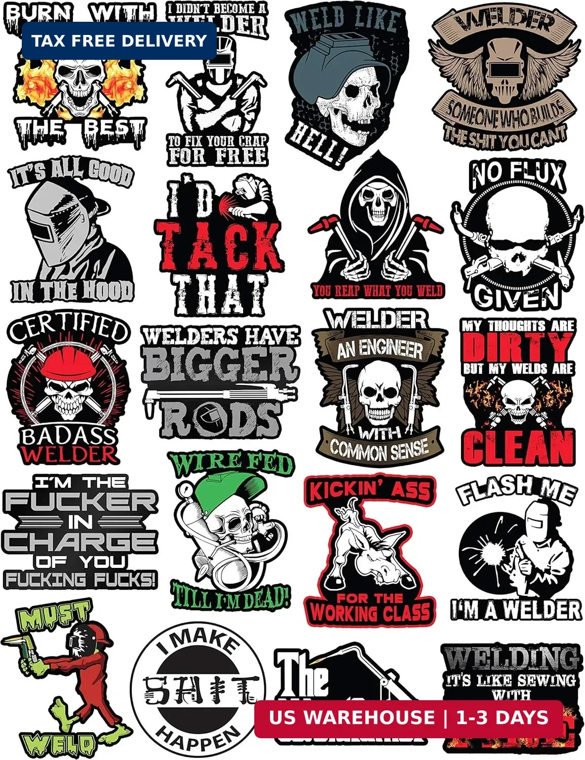 Welding Stickers for Hood & Tool Box – 100% Vinyl – For Adults – Badass Welder I