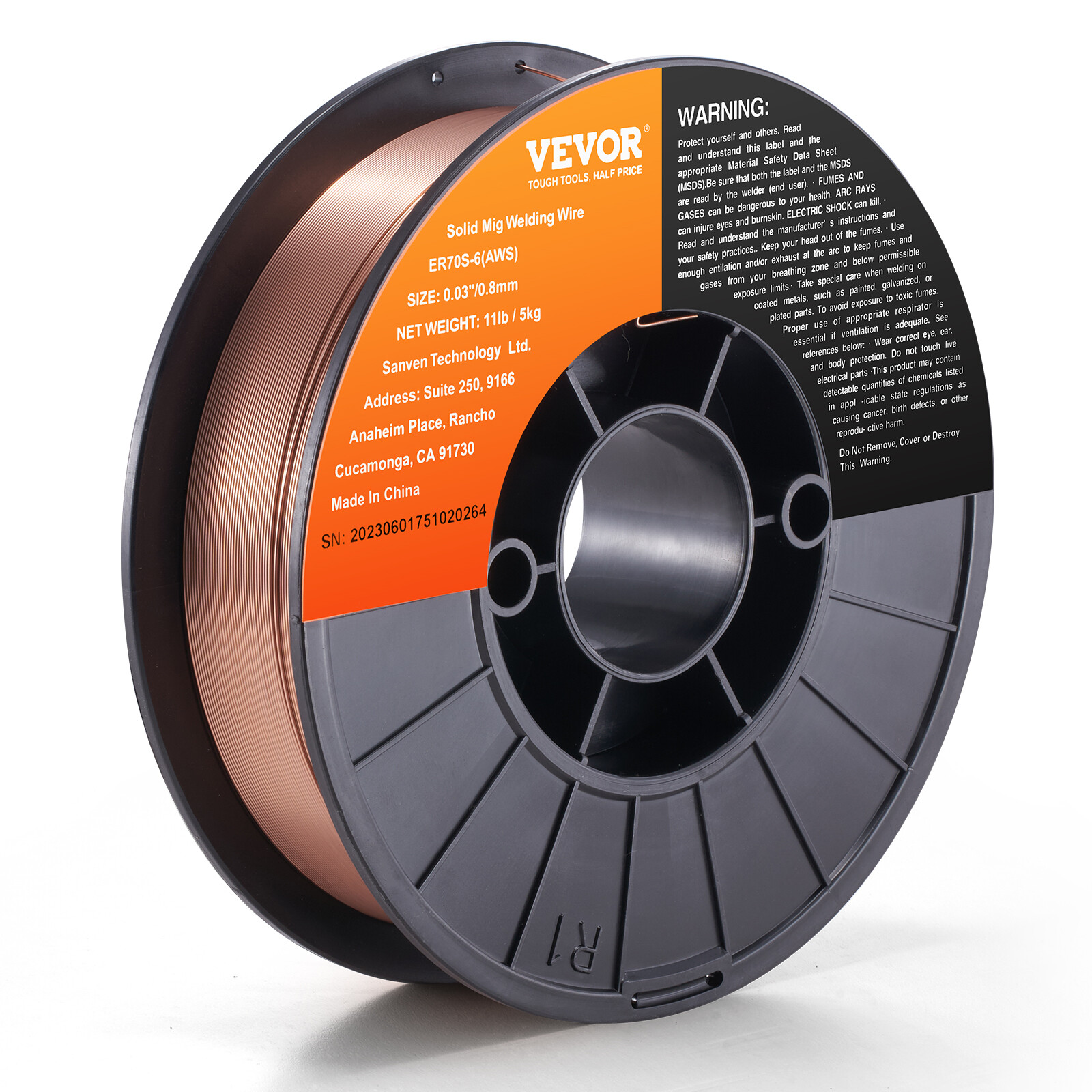 VEVOR MIG Welding Wire ER70S-6 .030 In (0.8mm) 11-lb Mild Steel MIG Welding Wire