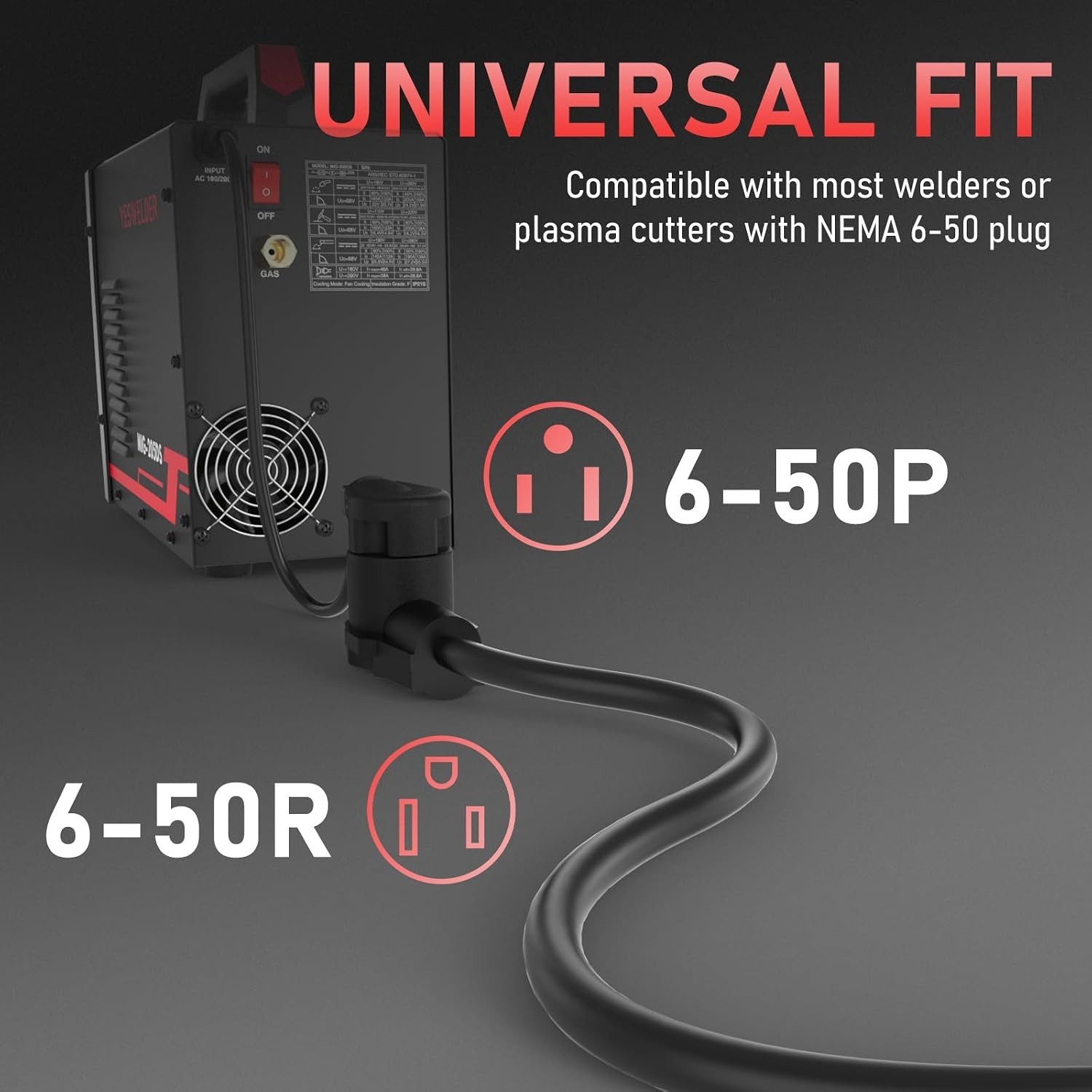 40ft 10 AWG Welding Extension Cord – NEMA 6-50P to 6-50R