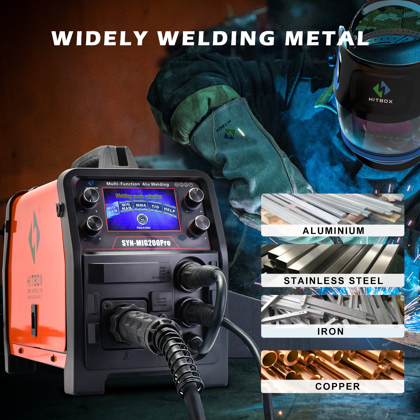5in1 MIG Welder Aluminum Welding Gas 110V/220V TIG MMA MIG SYN Welding Machine