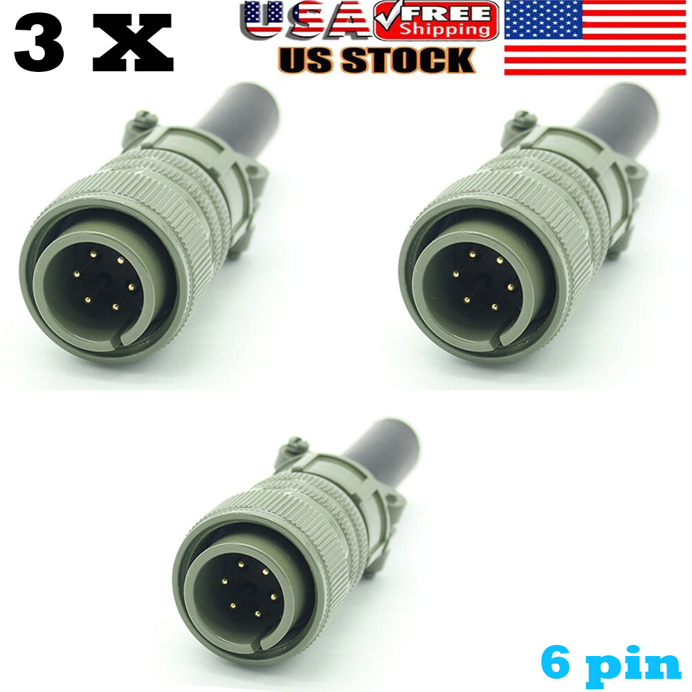 6 Pin Metal Plug and Clamp S12020-27 Connector for Linc. TIG MIG Welder 3pcs