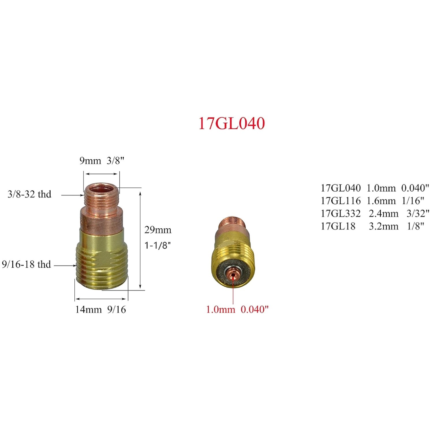TIG Stubby Gas Lens Collet Body 17GL Assorted Kit