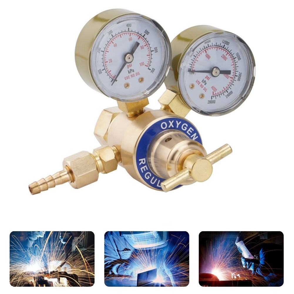 Acetylene & Oxygen Regulator, CGA540 & CGA200, with T-Handle & Hose Connector
