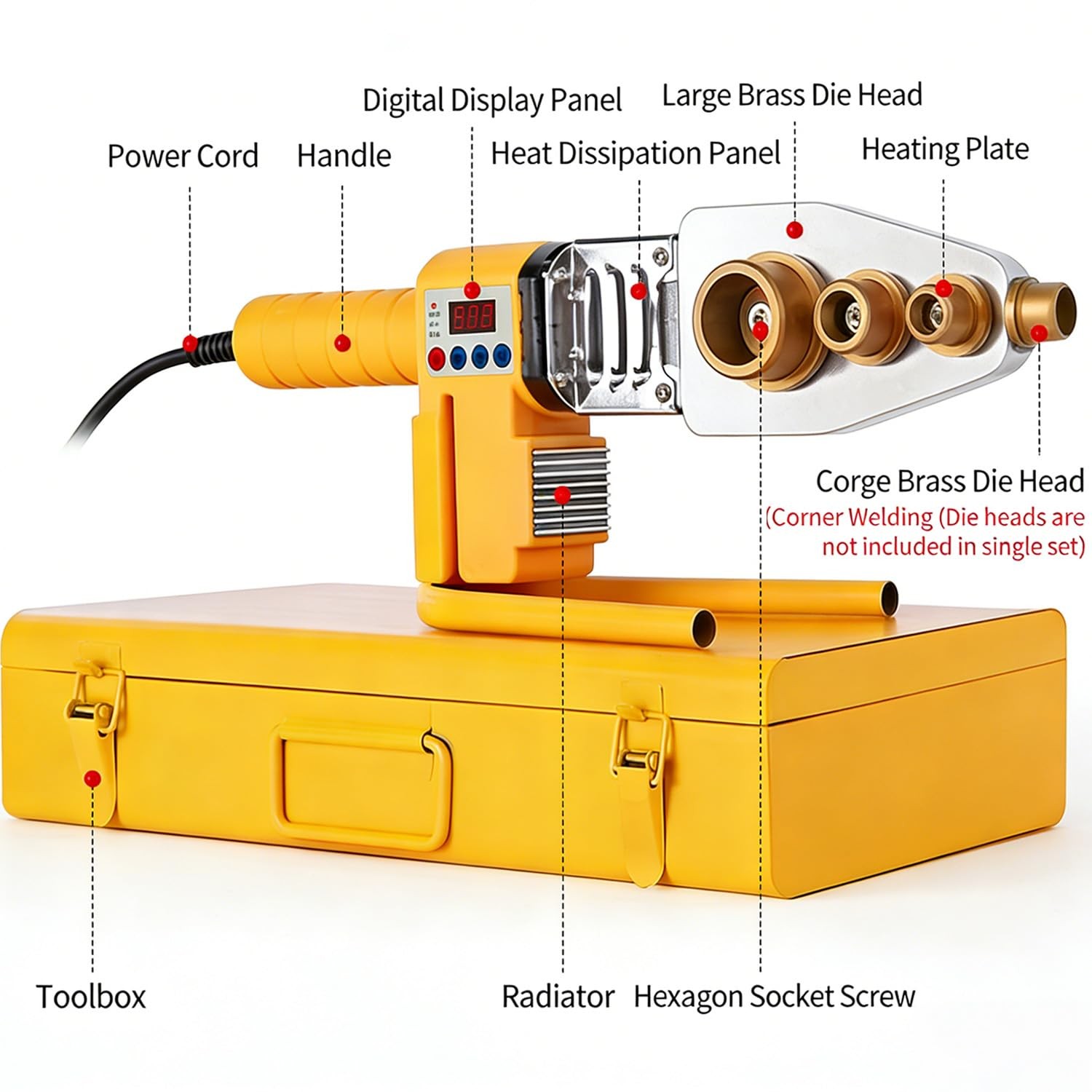 Plastic Pipe Welder Kit, 1000W Electric Hot Melt Welding Tool for PPR/PE Plastic