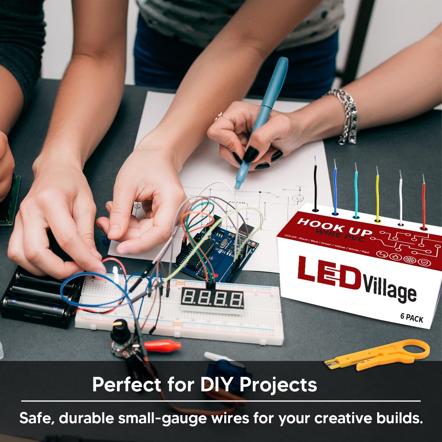 Ledvillage 22 AWG Solid Core Hookup Wire – 6 Color Set, 25FT (7.5m) Each -…