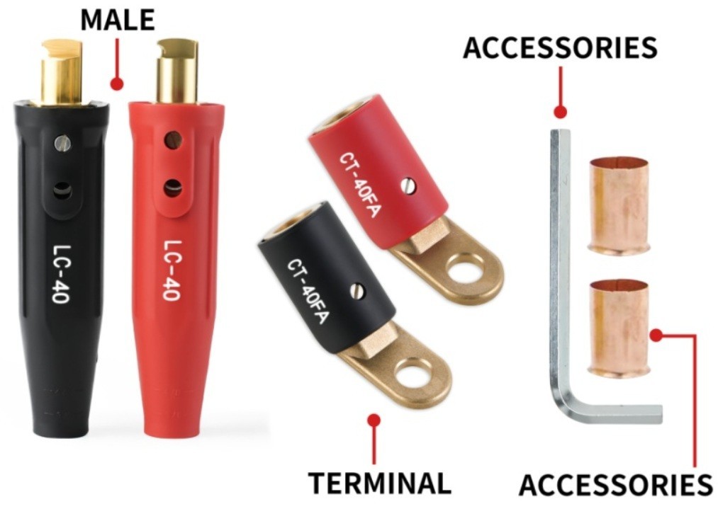 CT-40FA Welding Terminals & LC-40 Male Cable Connectors Welder Leads Connector