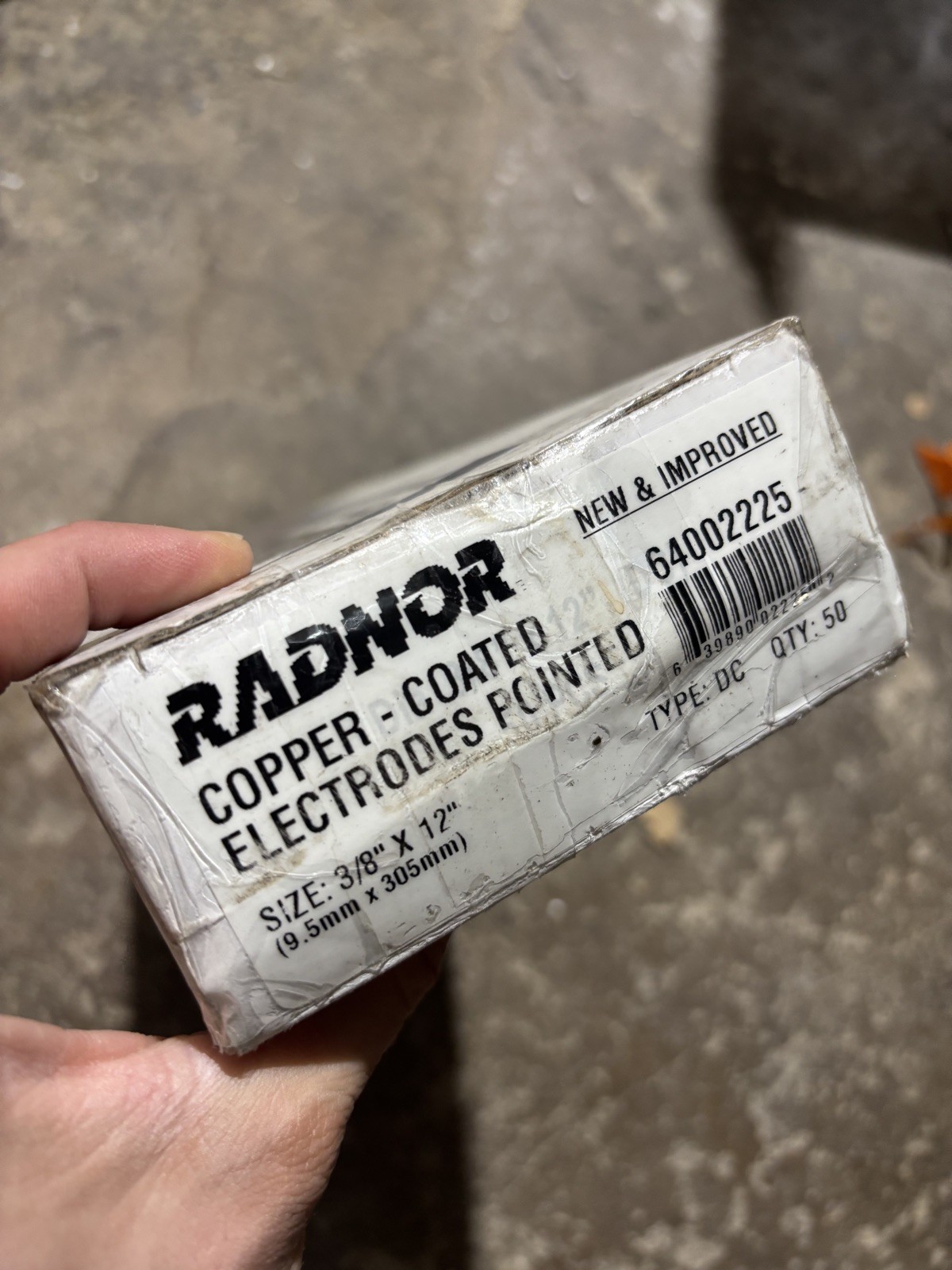 RADNOR™ 3/8″ X 12″ DC Pointed Copperclad Arc Gouging Electrode (50 Each Per Box)