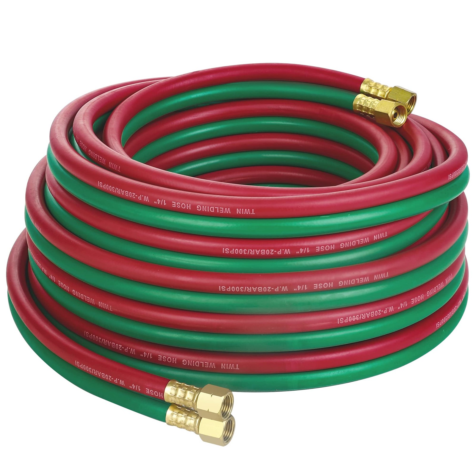 Oxygen Acetylene Hose 1/4-Inch × 50 Feet with 9/16″-18 B fittings Welding Cut…