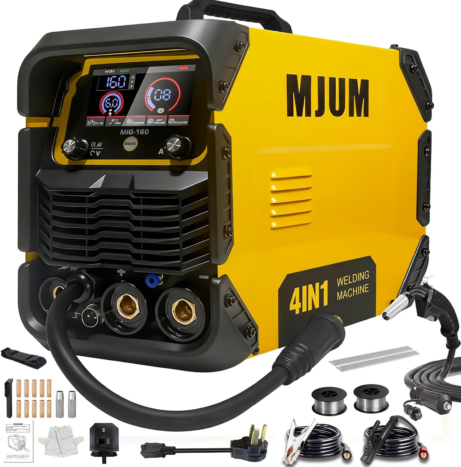 160A 4-In-1 AI Welding Machine: Dual Voltage 110V/220V Gas Mig/Flux Core/Lift Ti