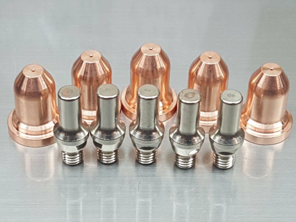 10pc KP2842-2 + KP2842-1 Plasma Torch Tips + Electrodes for Lincoln© 375 LC25