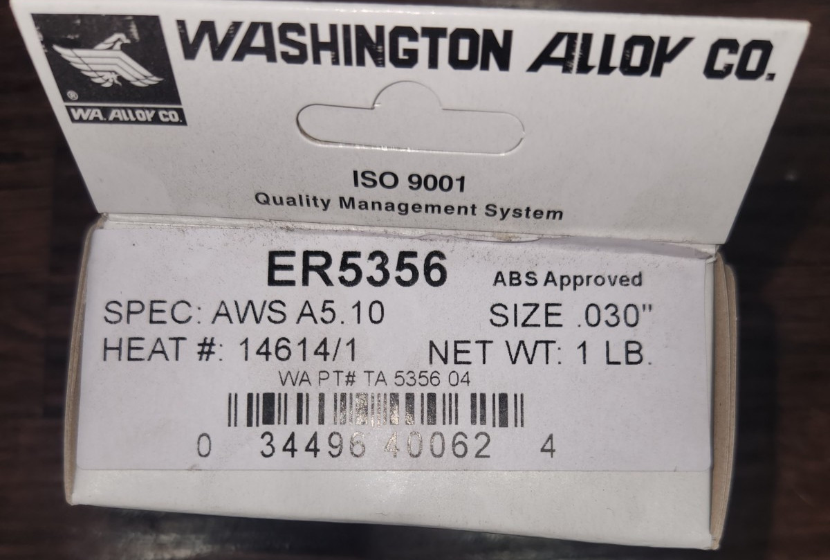 Washington Alloy TA 5356 04 ER5356 .030″ 1# SPOOL ALUMINUM SOLID MIG WIRE