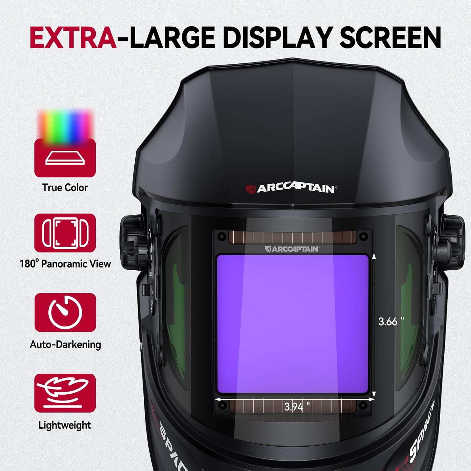 Auto Darkening Welding Helmet with Side View 180° Panoramic View 1/1/1/1 Tr…