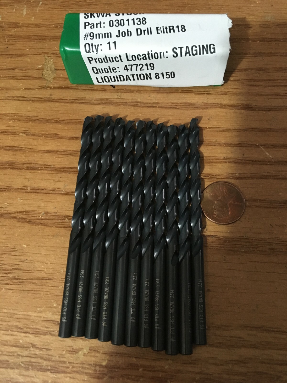 (11) #9 x 3-5/8” OAL HSS 118° Black Oxide Finish Jobber Drill