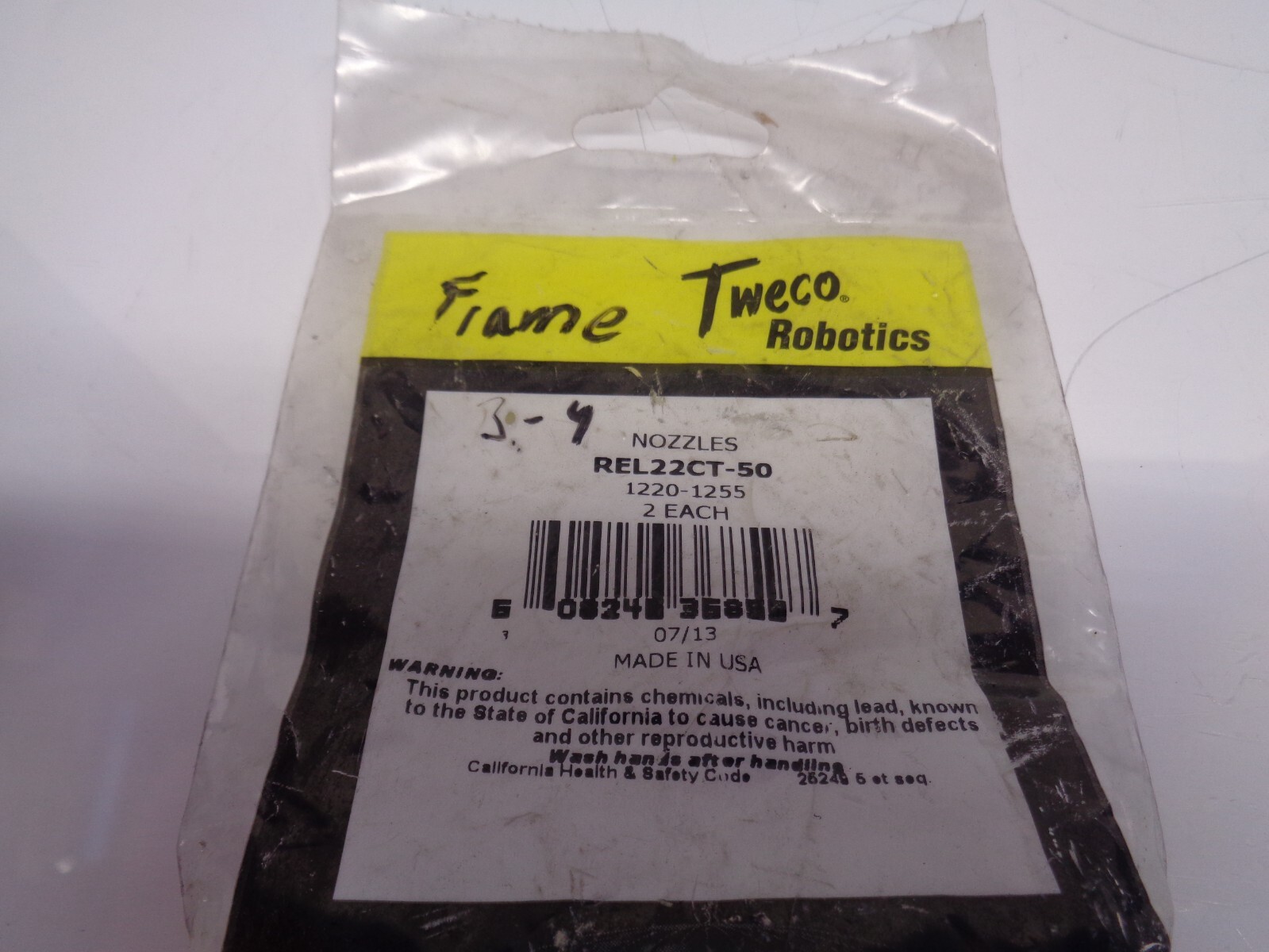 TWECO ROBOTICS REL22CT-50 1220-1255 MIG WELDING NOZZLE, 2 PACK, NEW
