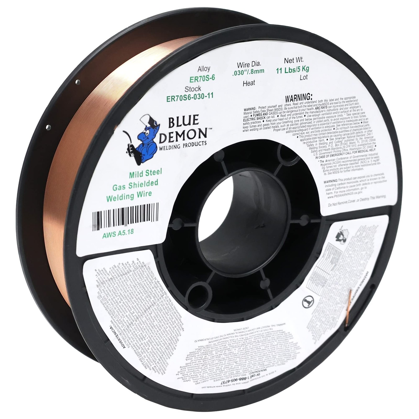 Blue Demon ER70S6 X .030 X 11 LB MIG/GMAW Carbon Steel Welding Wire, All Posi…