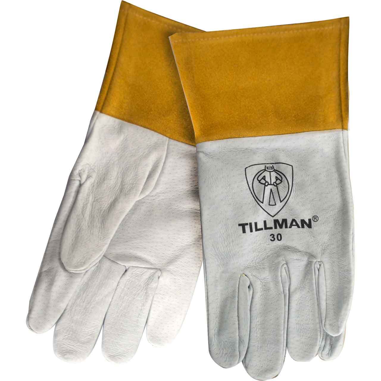 Tillman 30 Pearl Top Grain Pigskin 4″ Cuff TIG Welding Gloves Large
