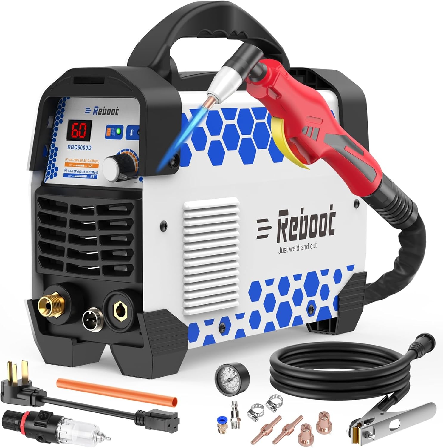Reboot 60A Plasma Cutter Dual Voltage 120V/240V, 1/2″ Clean Cut IGBT…