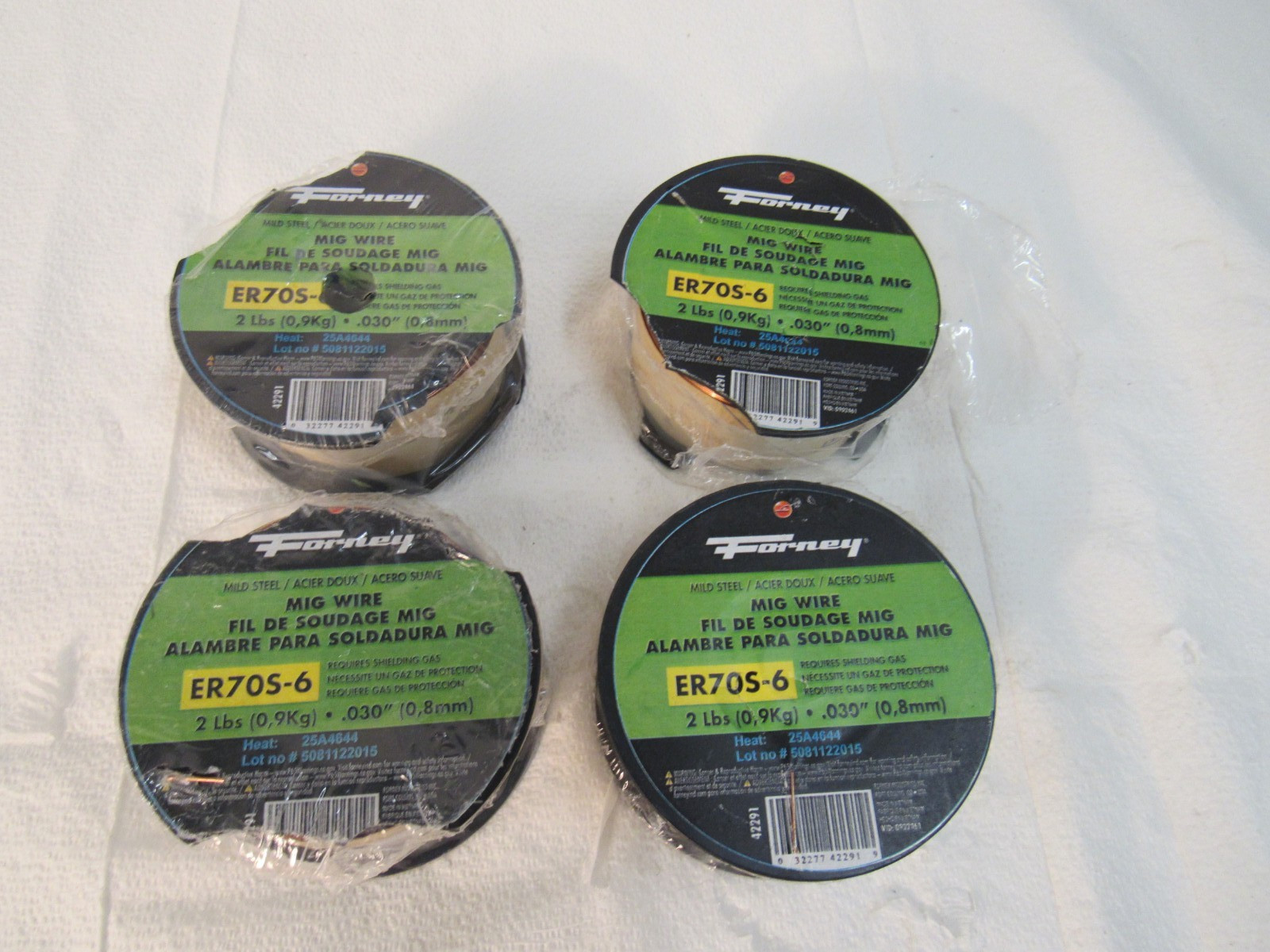 Lot of 4 Forney MIG Wire Mild Steel Spool 2lbs Pack ER70S-6 42291 .030″ Diameter