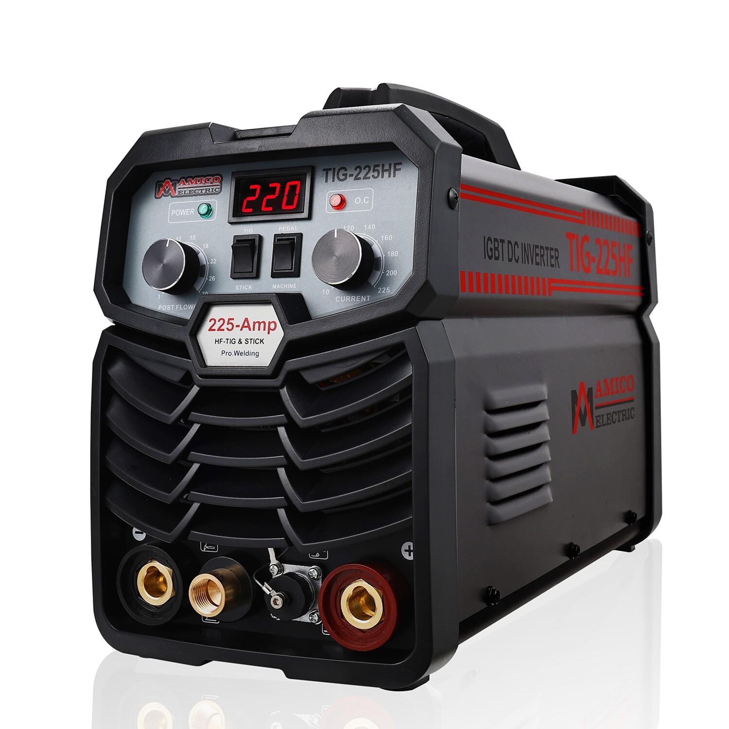 Amico TIG-225HF, 225A Pro. HF-TIG Arc Stick Welder, 100% Start, 80% Duty Cycle