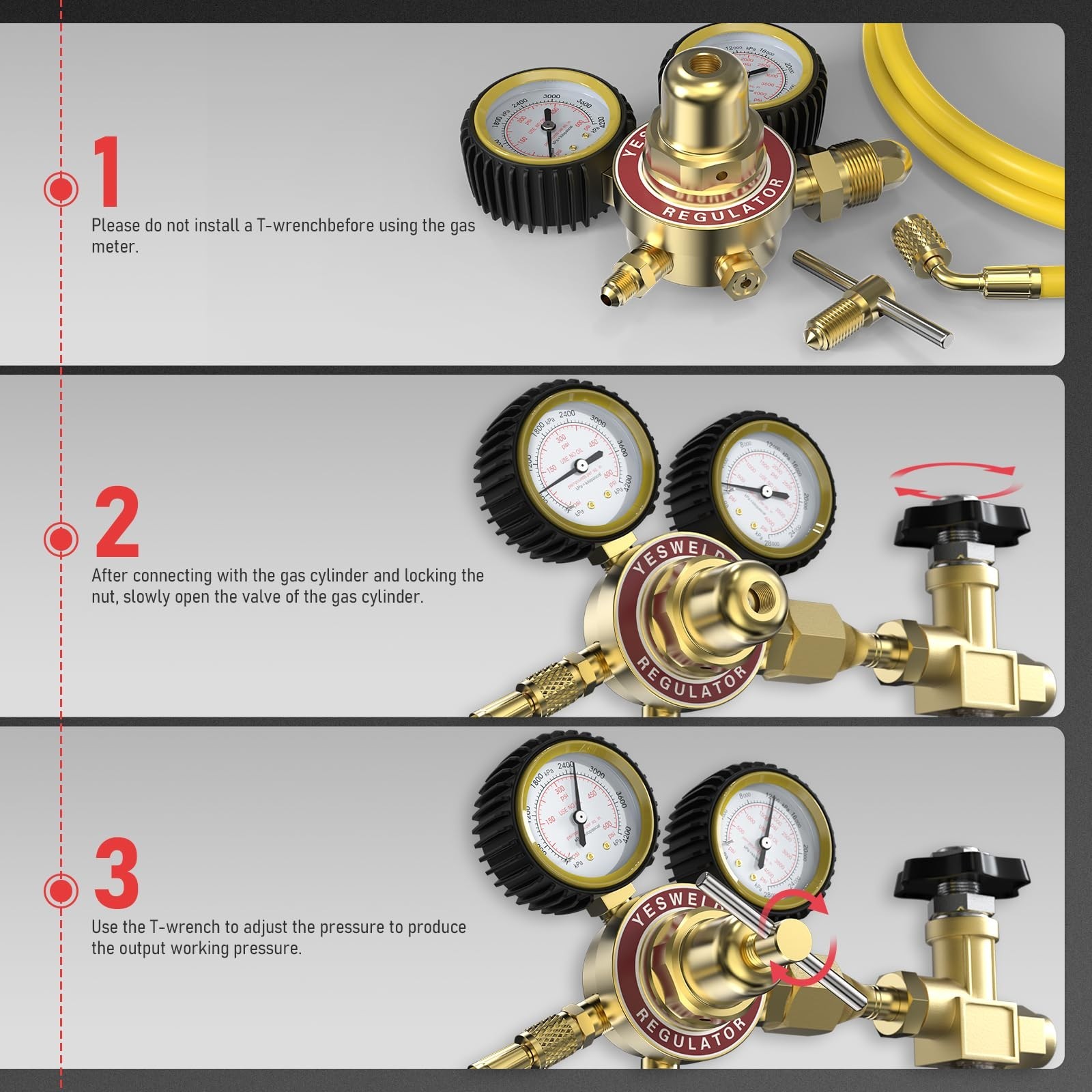 Nitrogen Regulator with Hose, 0-600 PSI Input, 0-4000 PSI Output, CGA580 Fitting