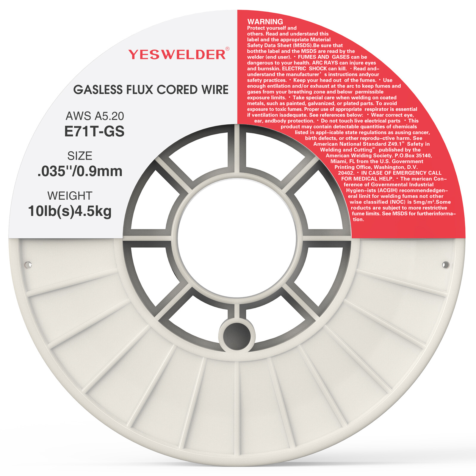 E71T-GS .035″ 0.9mm-Gasless Flux Core Mild Steel MIG Welding Wire-10 Lbs Spool
