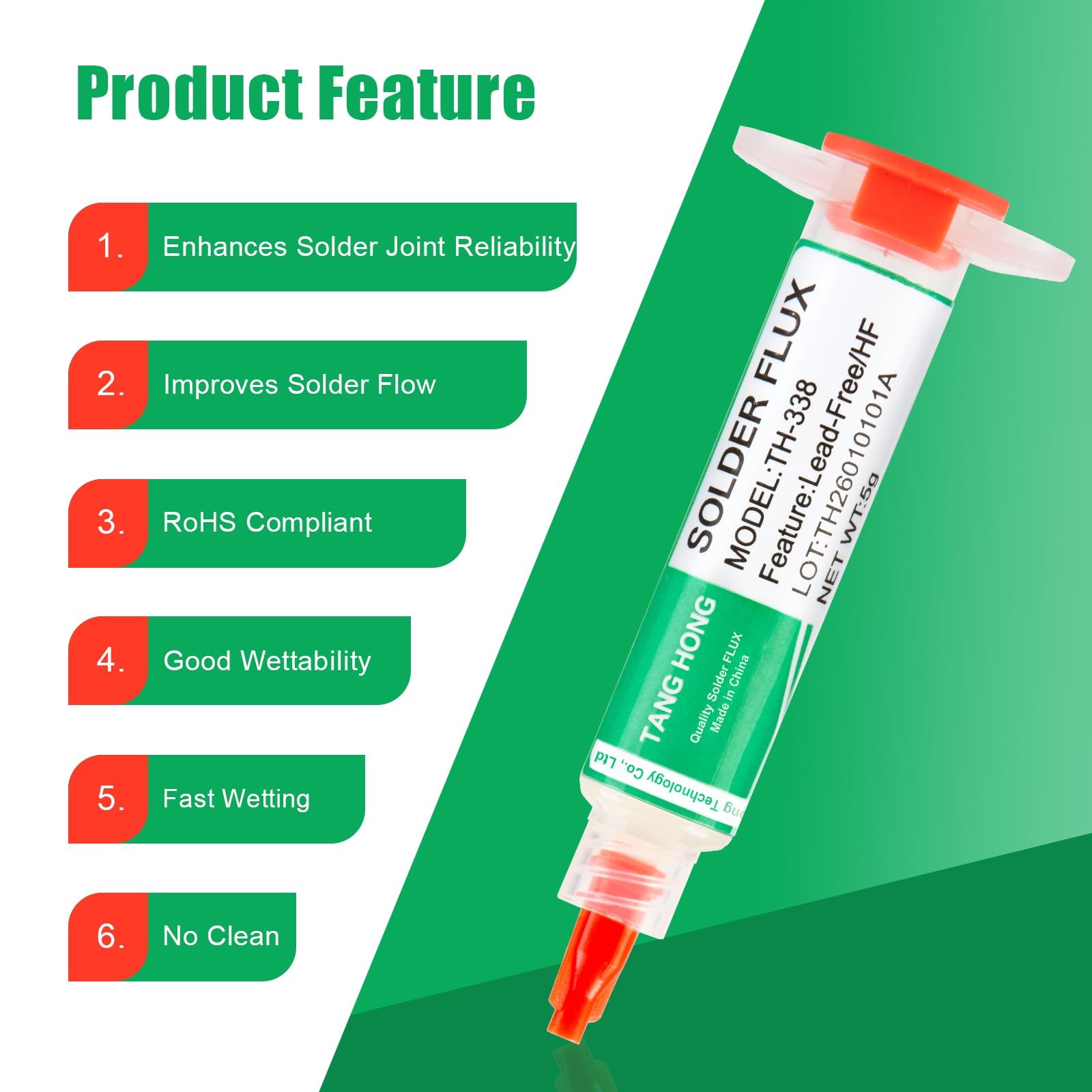 TANG HONG TH-338 No Clean Soldering Flux Paste(5CC), Solder For…