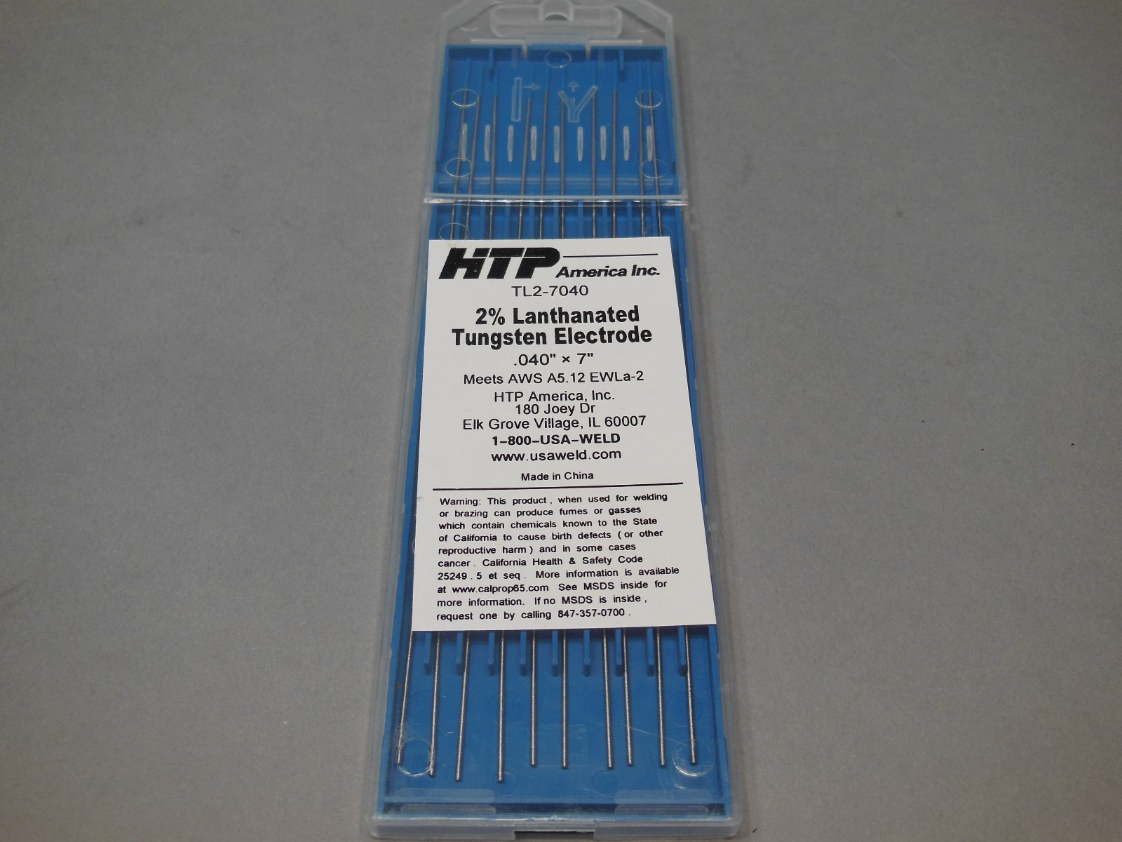 10 HTP 2% Lanthanated Tungsten TIG Electrodes .040 x 7 Blue