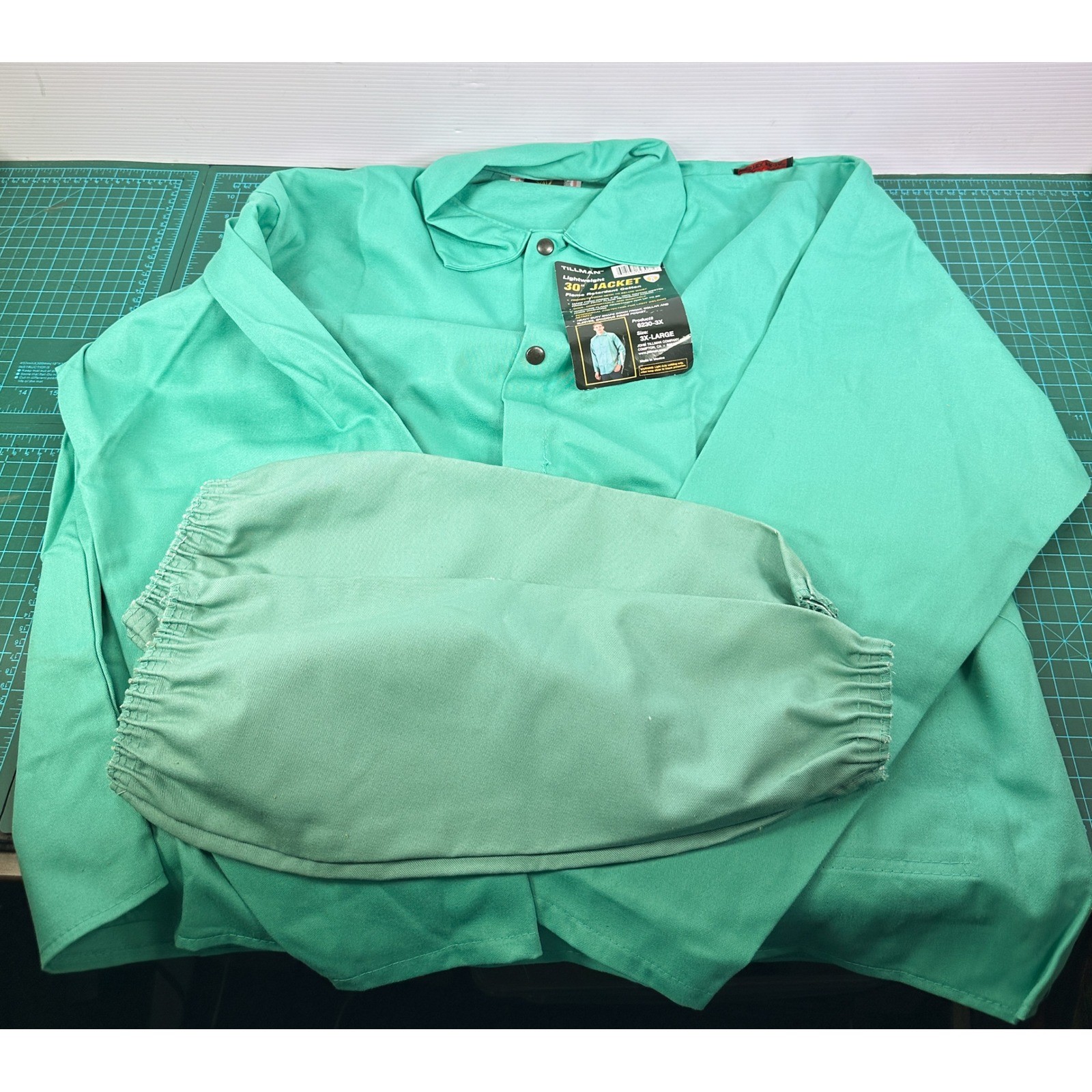 Tillman 6230-3X Flame Retardant Cotton Welding Jacket Green 3XL Lightweight 30in