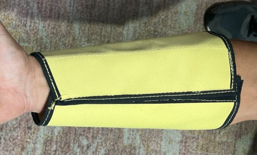 1- 9″ Yellow Cut Resistant Made With Kevlar Wristlet Sleeve W/ Vel Cro Straps