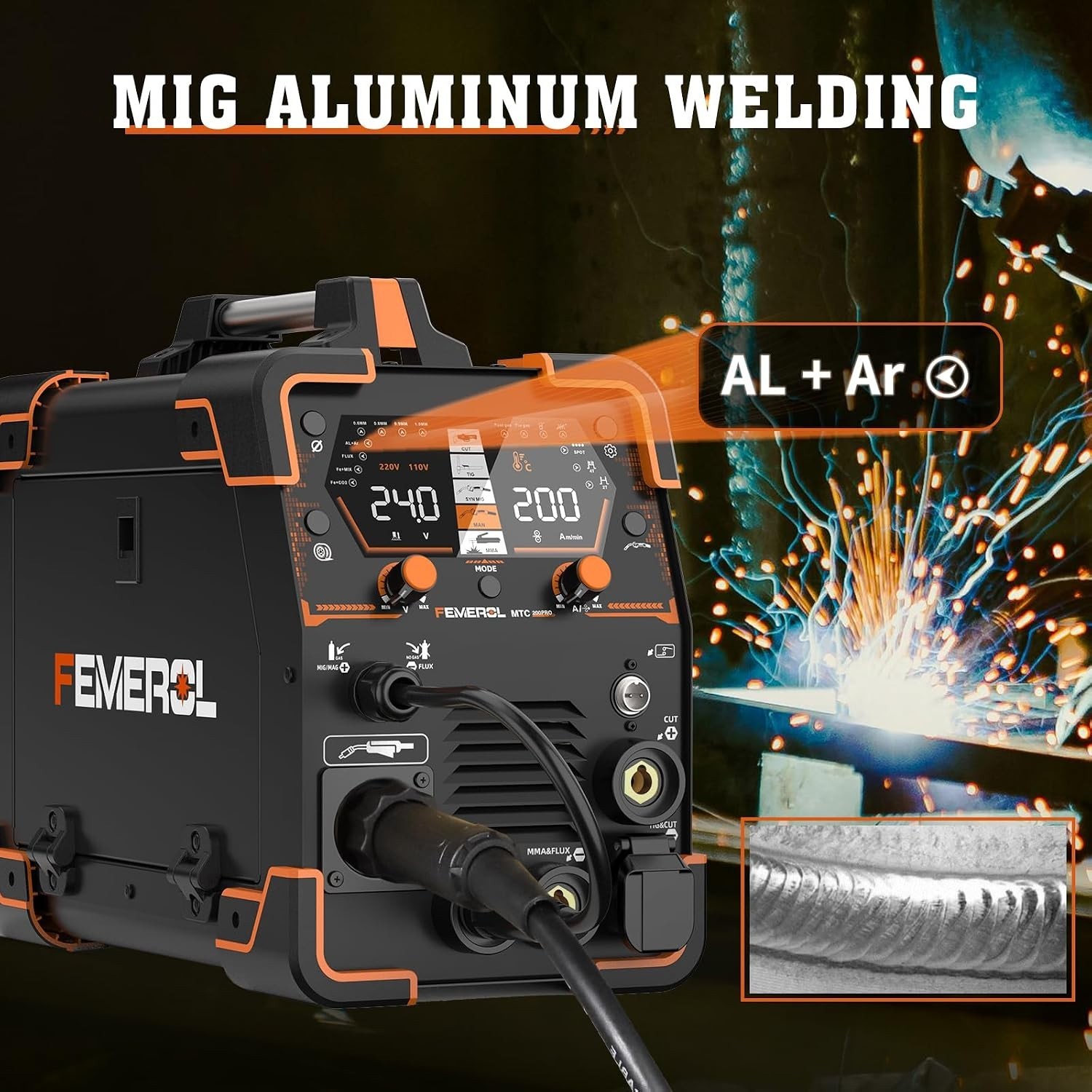 Plasma Cutter Welder Combo 200A Gas MIG/Gasless MIG/HF TIG/Stick/CUT/SPOT 6 in 1
