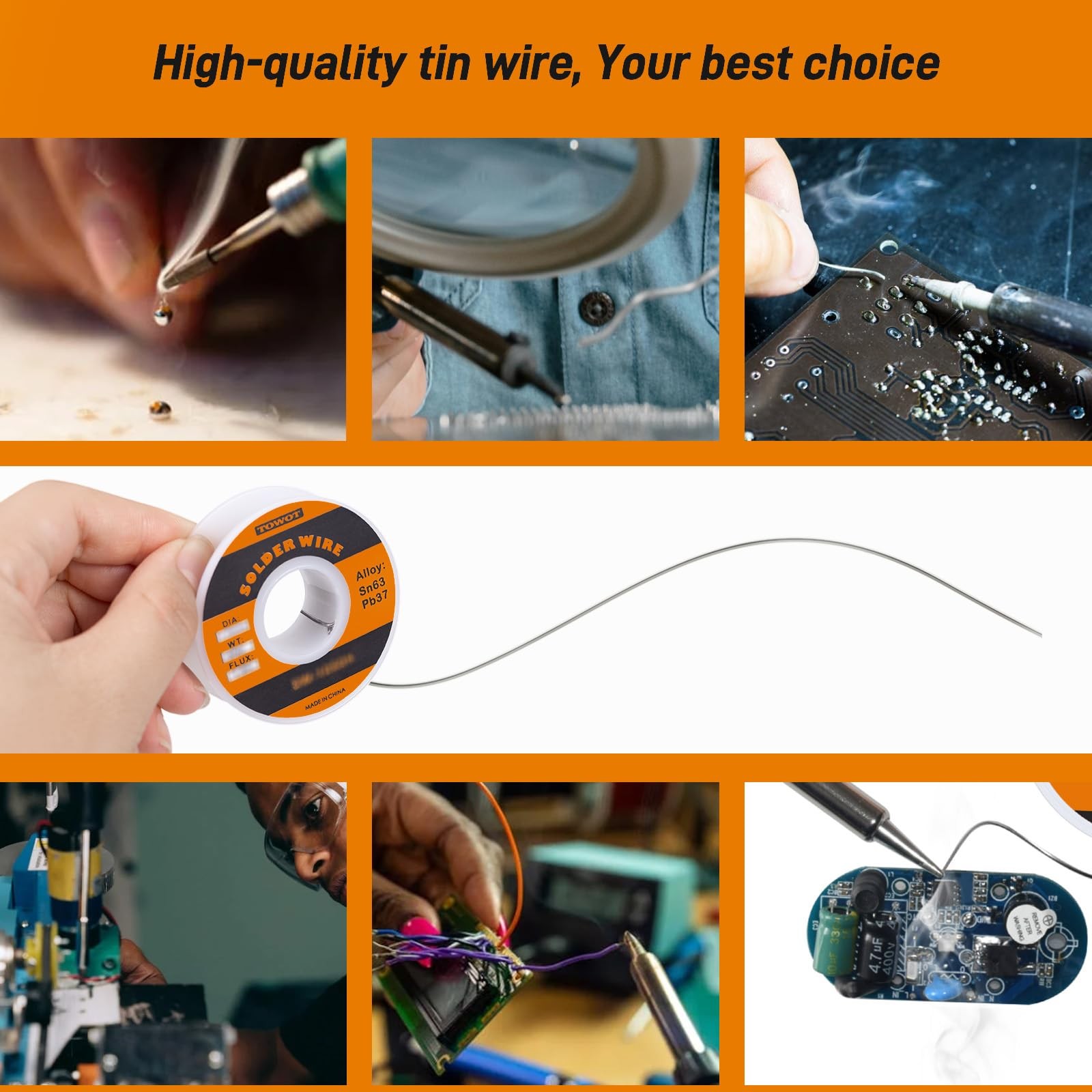 63-37 High Purity Tin Lead Rosin Core Solder Wire For Electrical Soldering