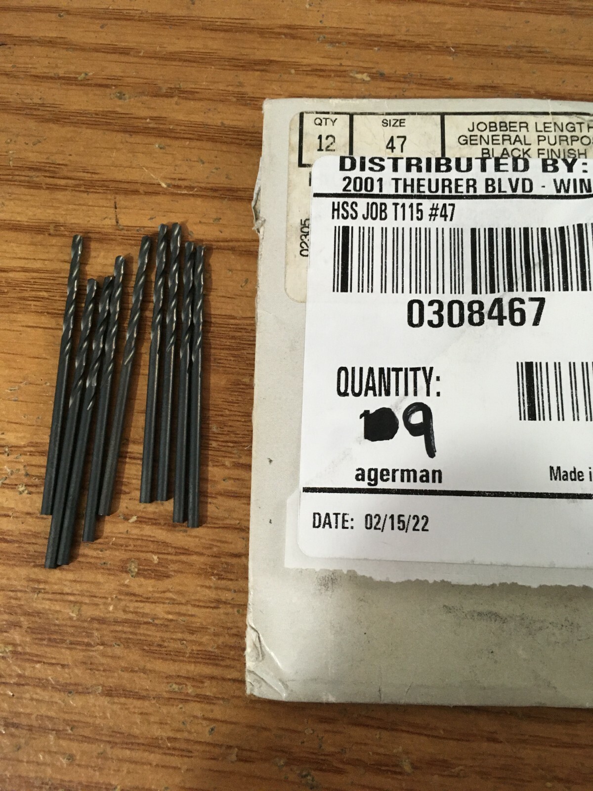 (9) #47 HSS 118° Black Oxide Finish Jobber Drill