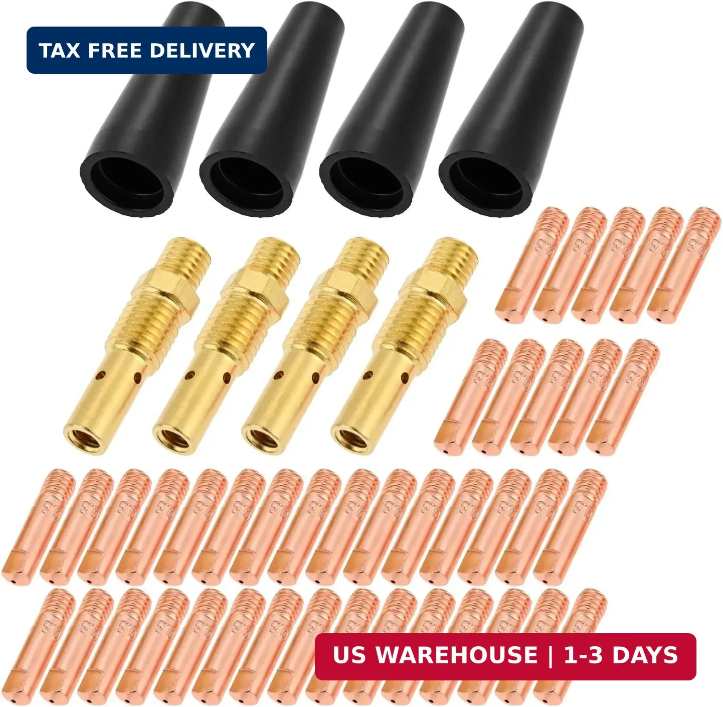 48 PCS Flux Core Gasless Nozzle Tips Kit KP1939-1, 0.035″ /0.9mm Flux Core Welde