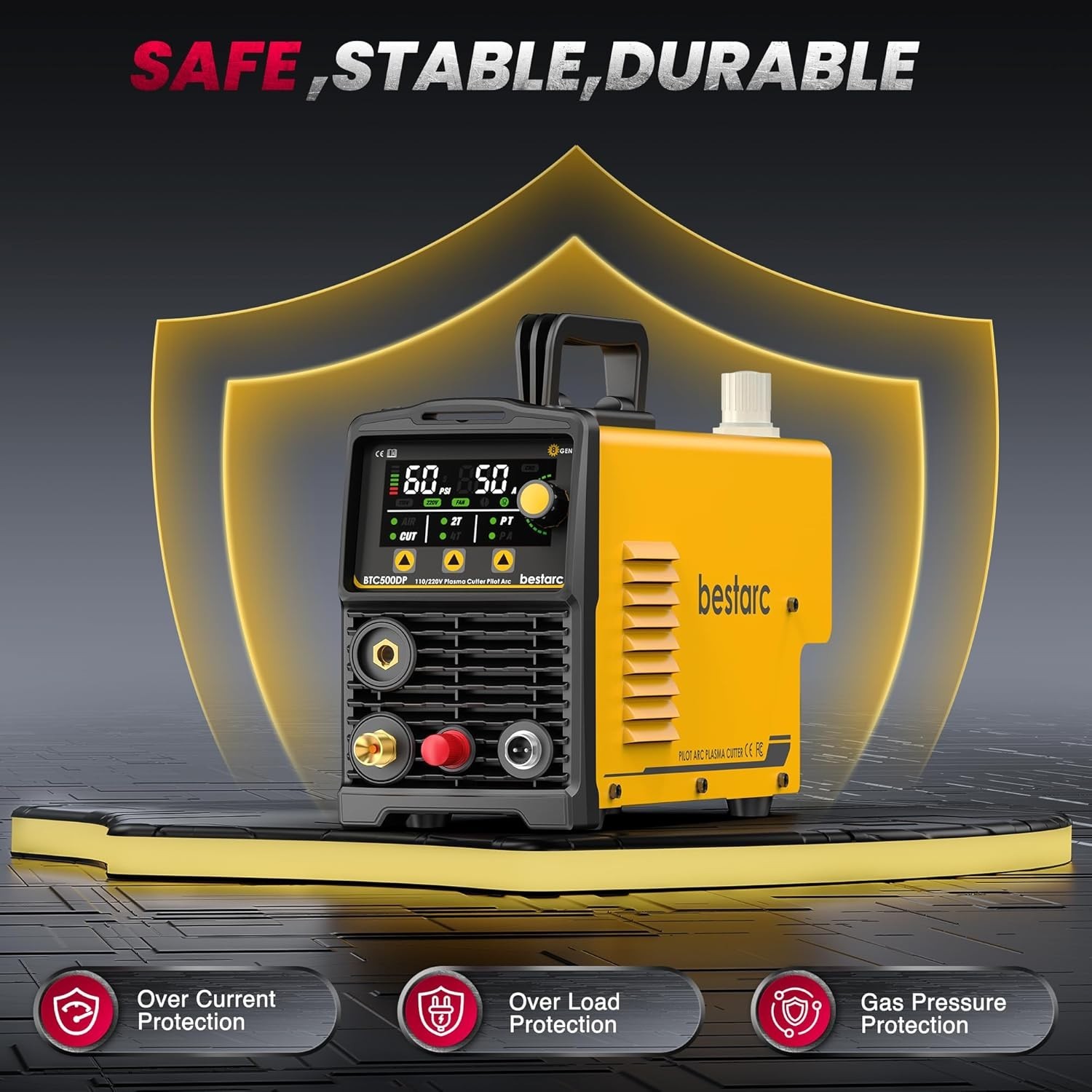 Pilot Arc Plasma Cutter, [LED Display][Air Sensor] 50A Plasma Cutter Machine …