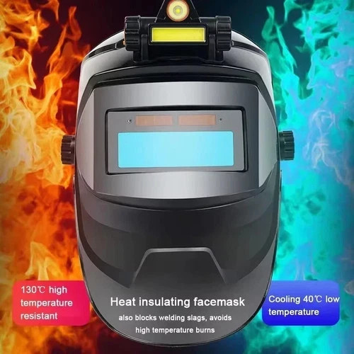 Solar Powered Auto Darkening Welding Helmet – Large View, True Color, High Temp